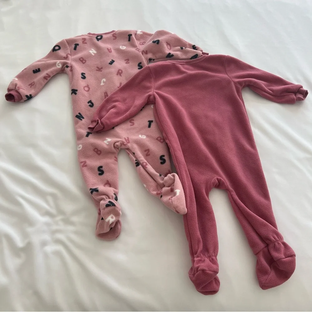 PL Baby by Petit Lem Pajamas Micropolar ‎ Sleepers, 2-Pack 9Months